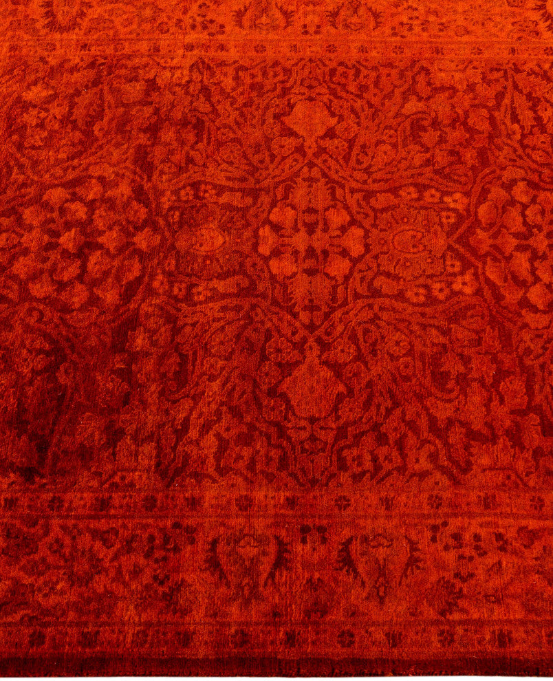 Overdyed One-of-a-Kind Hand-Knotted Area Rug Orange, 3' 0" x 7' 6"