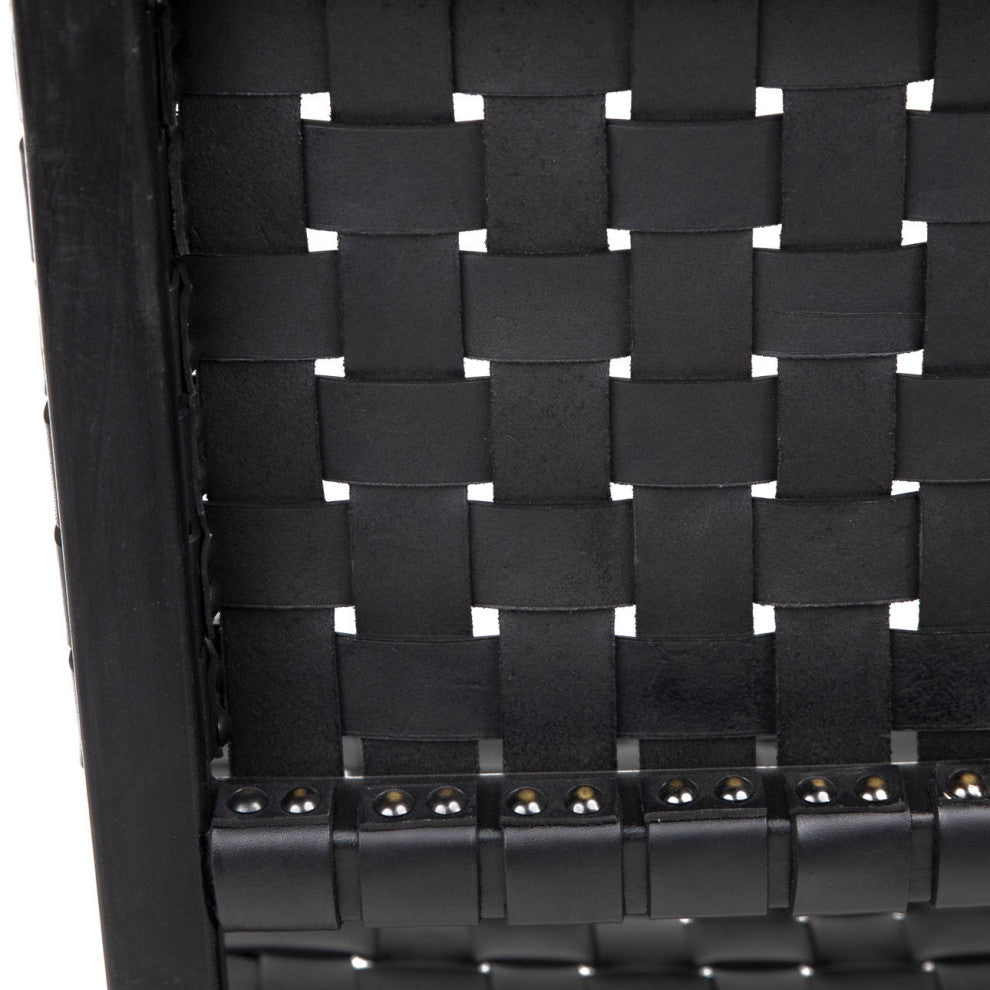 Black Leather Strap Counter Stool