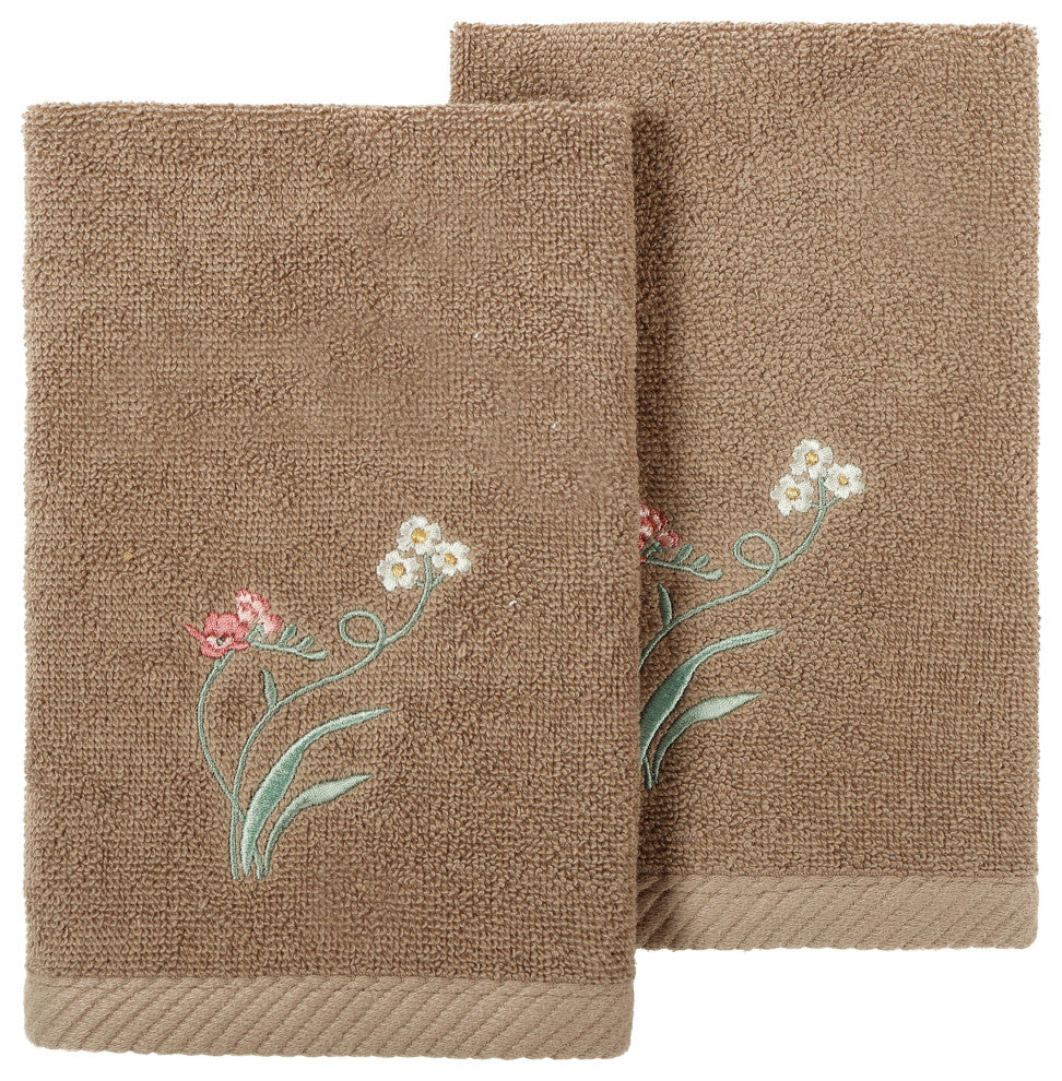 Linum Home Textiles 100% Turkish Cotton STELLA 2PC Emb Fingertip Towel Set