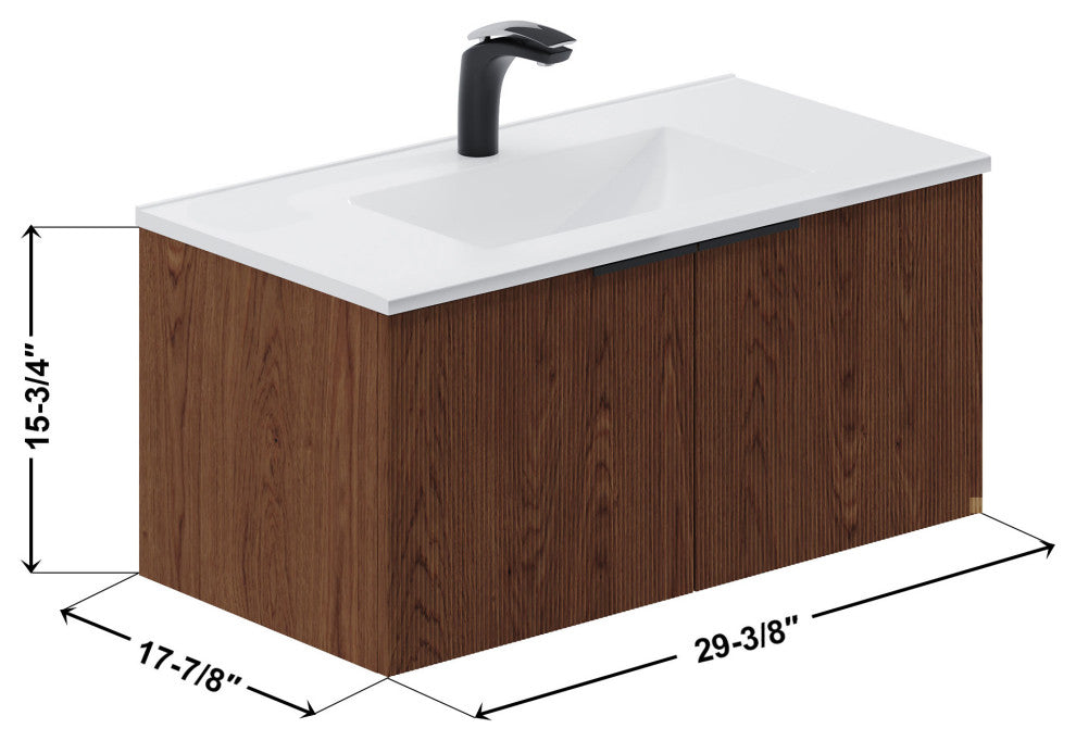 Pershing 36" Single Vanity Set, Walnut, Ceramic Basin