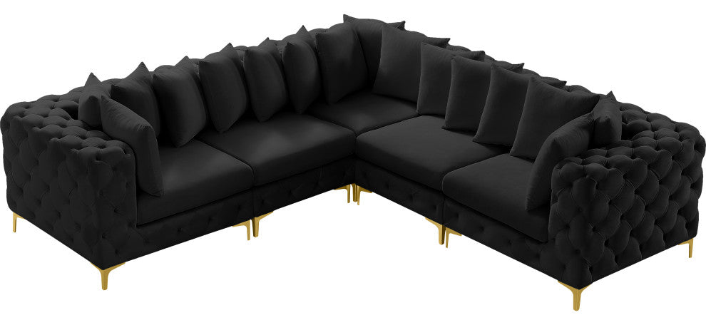 Tremblay Modular Sectional, Black, L-Shaped, 5-Piece: Armless (2), Corner (3)