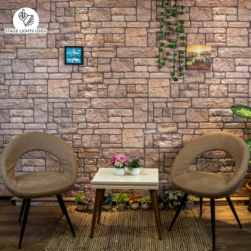 Faux Stone Brick 3D Wall Panels, Beige, Set of 10, Covers 53 sq ft