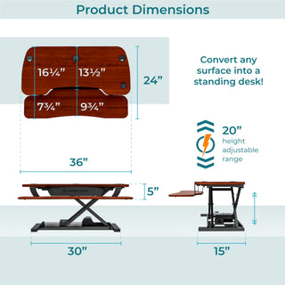 VersaDeskÂ® PowerProÂ® Electric Height Adjustable Standing Desk Converter, Cherry, 48''