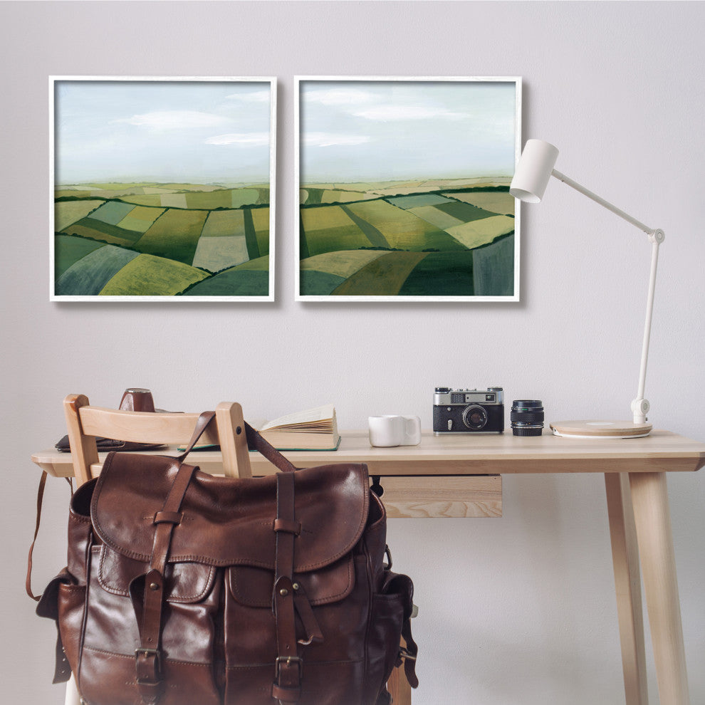Rolling Hill Farm Crop Landscape Patchwork Grass Fields,24 x 24