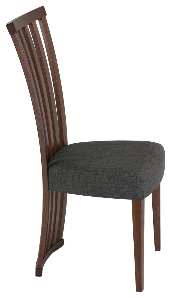 Cortesi Home Ingrid Dining Chair, Charcoal Fabric, Walnut Finish, Set of 2