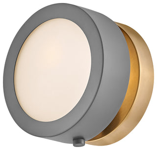 Hinkley 6.75" Mercer Round Light Wall Sconce, Dark Matte Grey Heritage Brass
