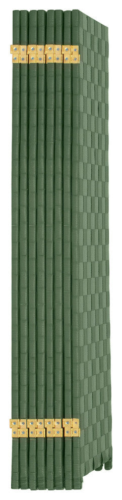 4 ft. Short Woven Fiber Outdoor All Weather Room Divider 8 Panel Green