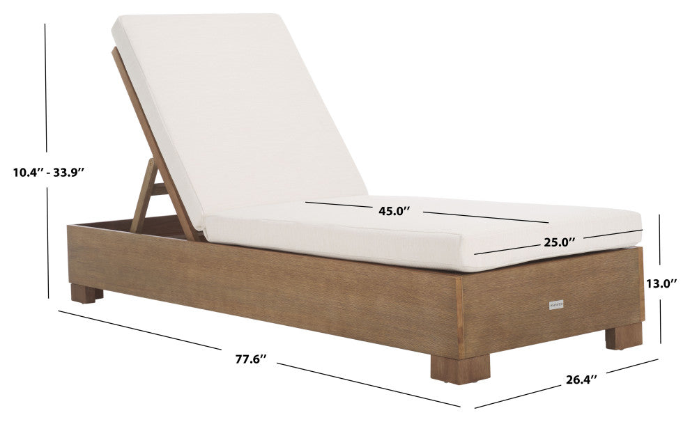 Safavieh Couture Indoor-Outdoor Blanquilla Chaise Lounge, Natural/Beige