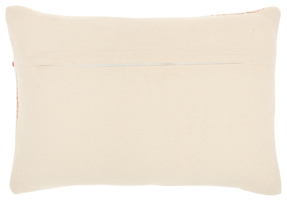 Mina Victory DV080 Throw Pillow, Ivory/Red, 12"X18"