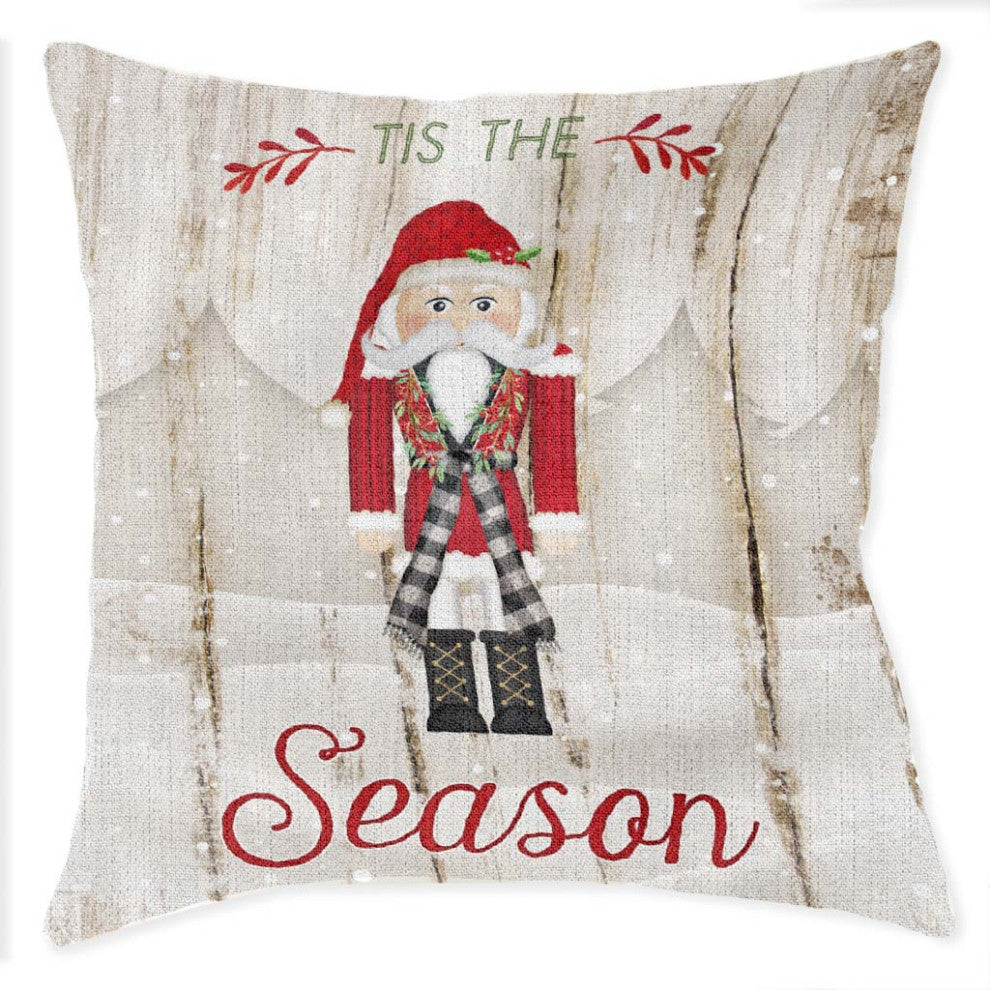 Laural Home Nutcracker Christmas 17" x 18" Woven Decorative Pillow