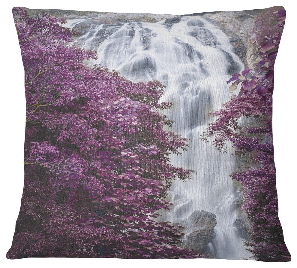 Klonglan Waterfall Floral Abstract Throw Pillow, 18"x18"