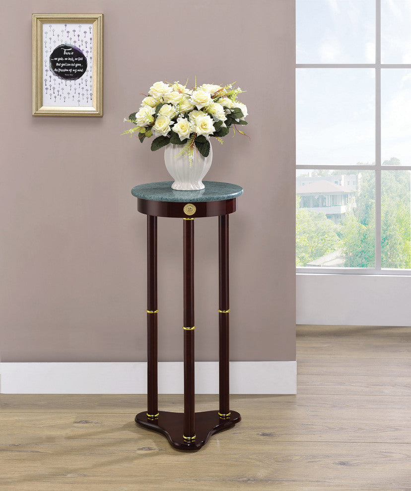 Round Marble Top Accent Table, Merlot