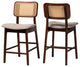 Grey Fabric and Walnut Brown Finished Wood 2-Piece Counter Stool Set
