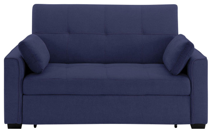Nantucket Pull-Out Chenille Sleeper Sofa With Accent Pillows, Navy, Queen