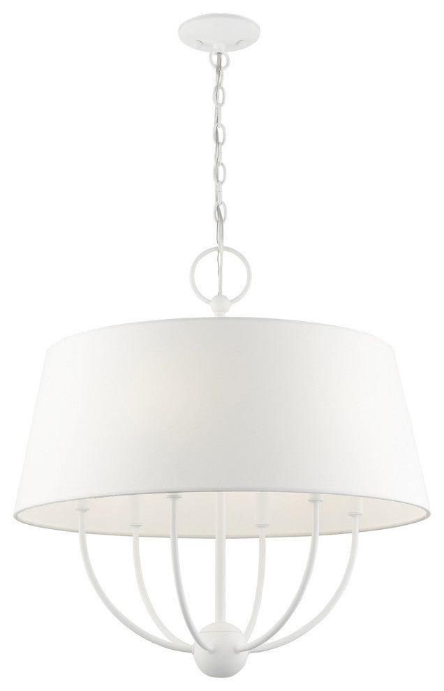 White Transitional, English Country, Rustic, Casual Pendant Chandelier