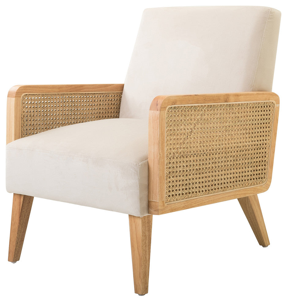Delphine Cane Accent Chair, Rattan Armchair, Beige
