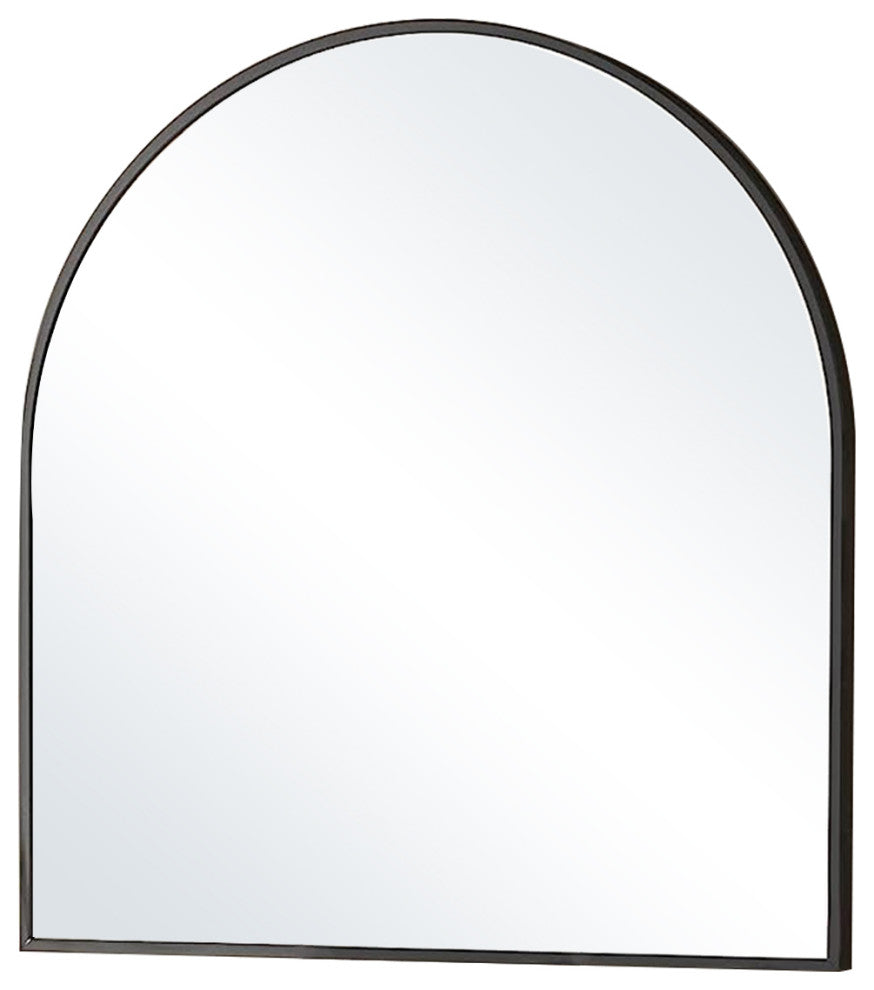 Easly 32x34 Aluminum Alloy Framed Arched Mirror, Black