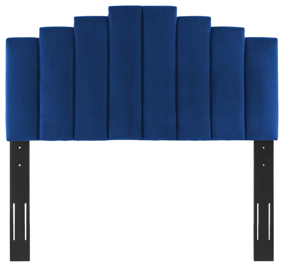 Elise Queen Performance Velvet Platform Bed MOD-6693-NAV