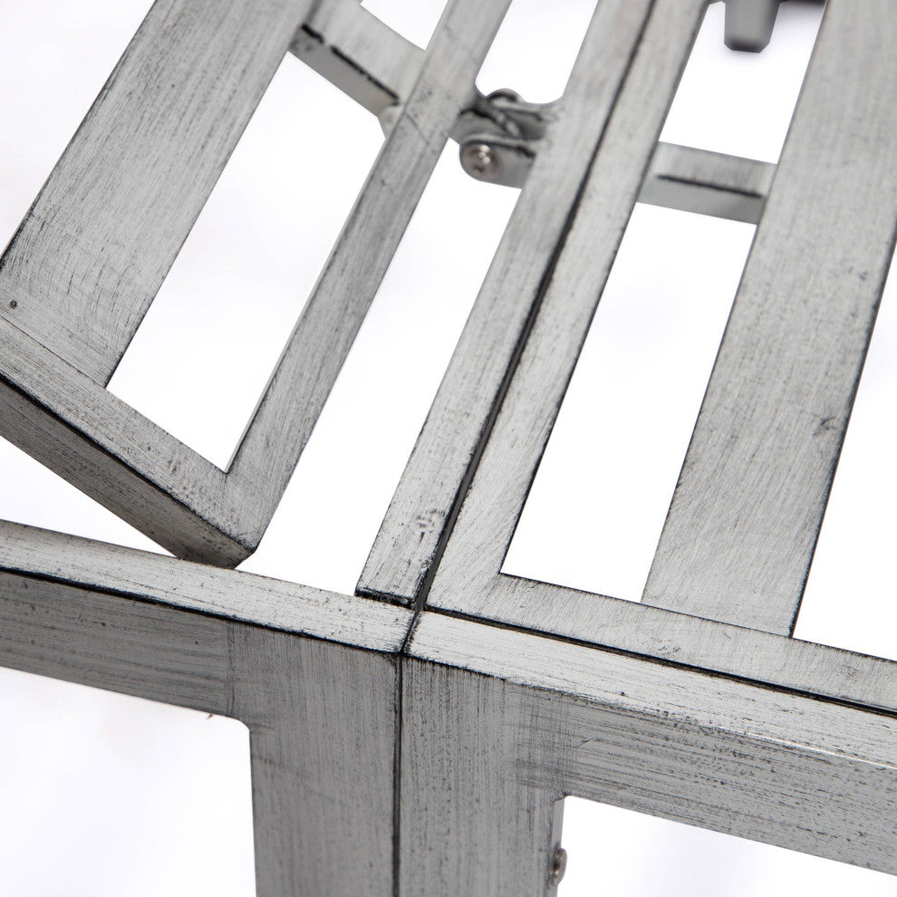 LeisureMod Chelsea Weathered Gray Chaise Lounge and Side Table, Blue