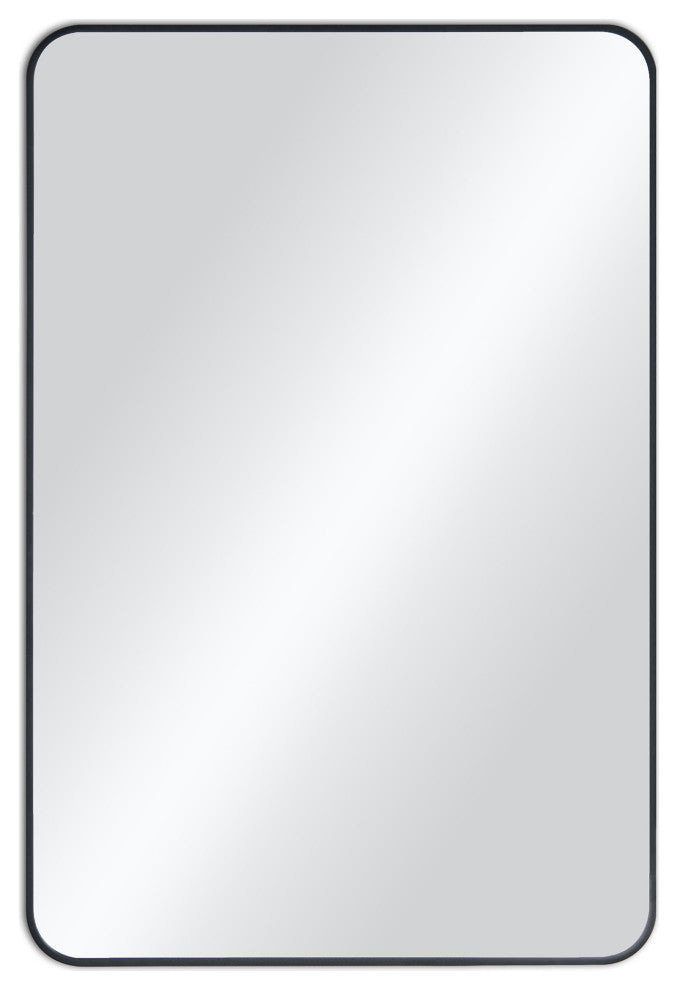 Shatterproof Wall Mount Metal Frame Mirror, FM2, Matte Black, 24"x36"