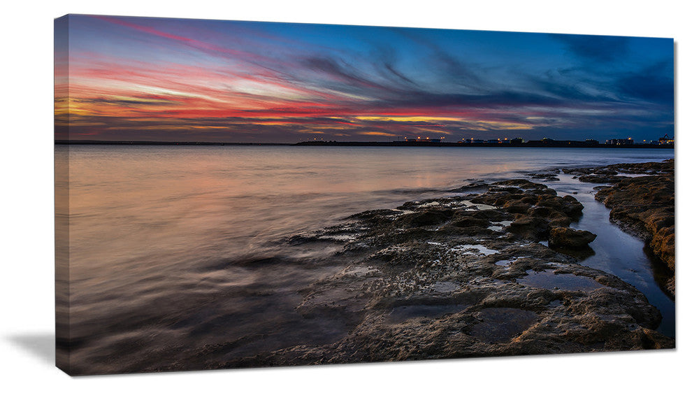 "Colorful Sky and Dark Rocky Sydney Coast" Canvas Print40"x20"