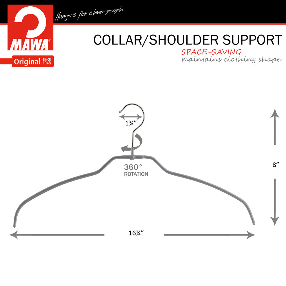 Silhouette Ultra Thin Shirt Hangers, Set of 20, Silver