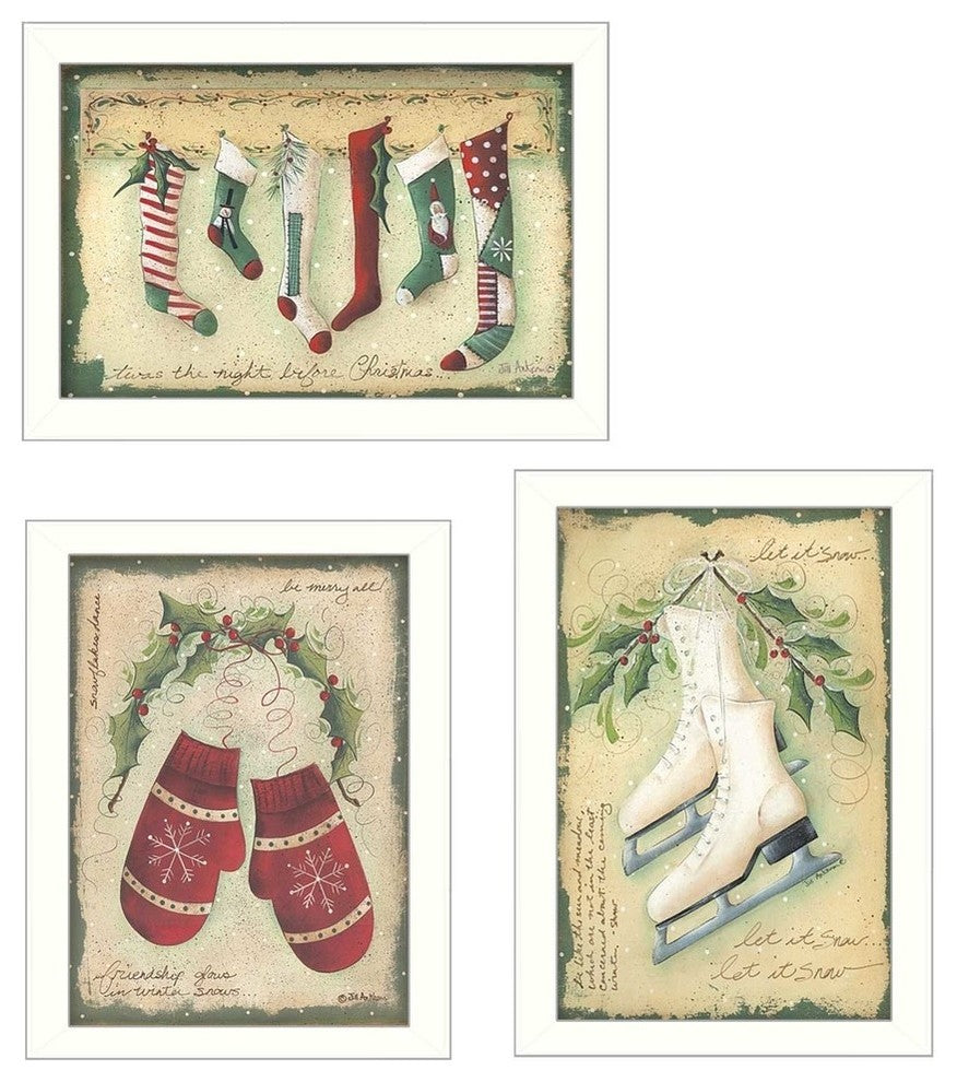 "Vintage Christmas" Collection By Jill Ankrom, Printed Wall Art, White Frame