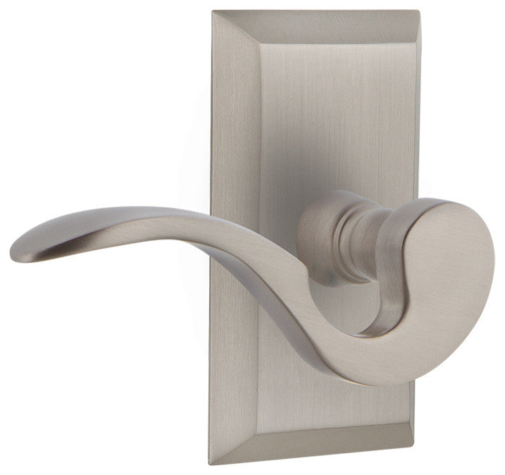 Studio Plate With Manor Lever, Satin Nickel, Double Dummy, Non-Handed