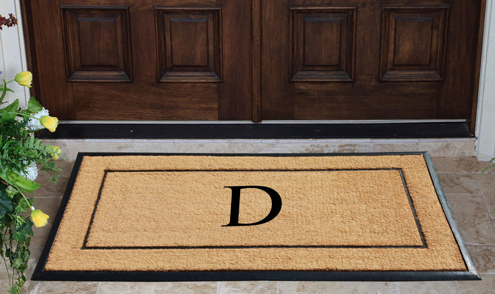 Natural Coir & Rubber Large Monogrammed Door Mat 30x60, D