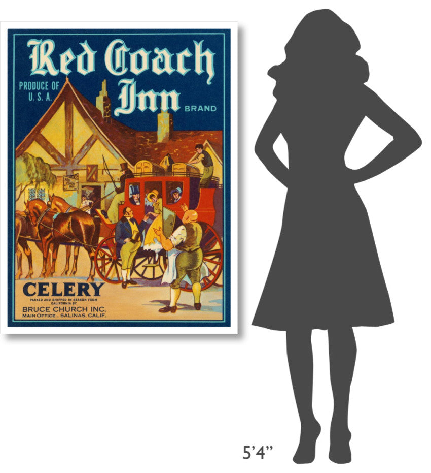 "Red Coach Inn Celery" Digital Paper Print by Retrolabel, 35"x46"