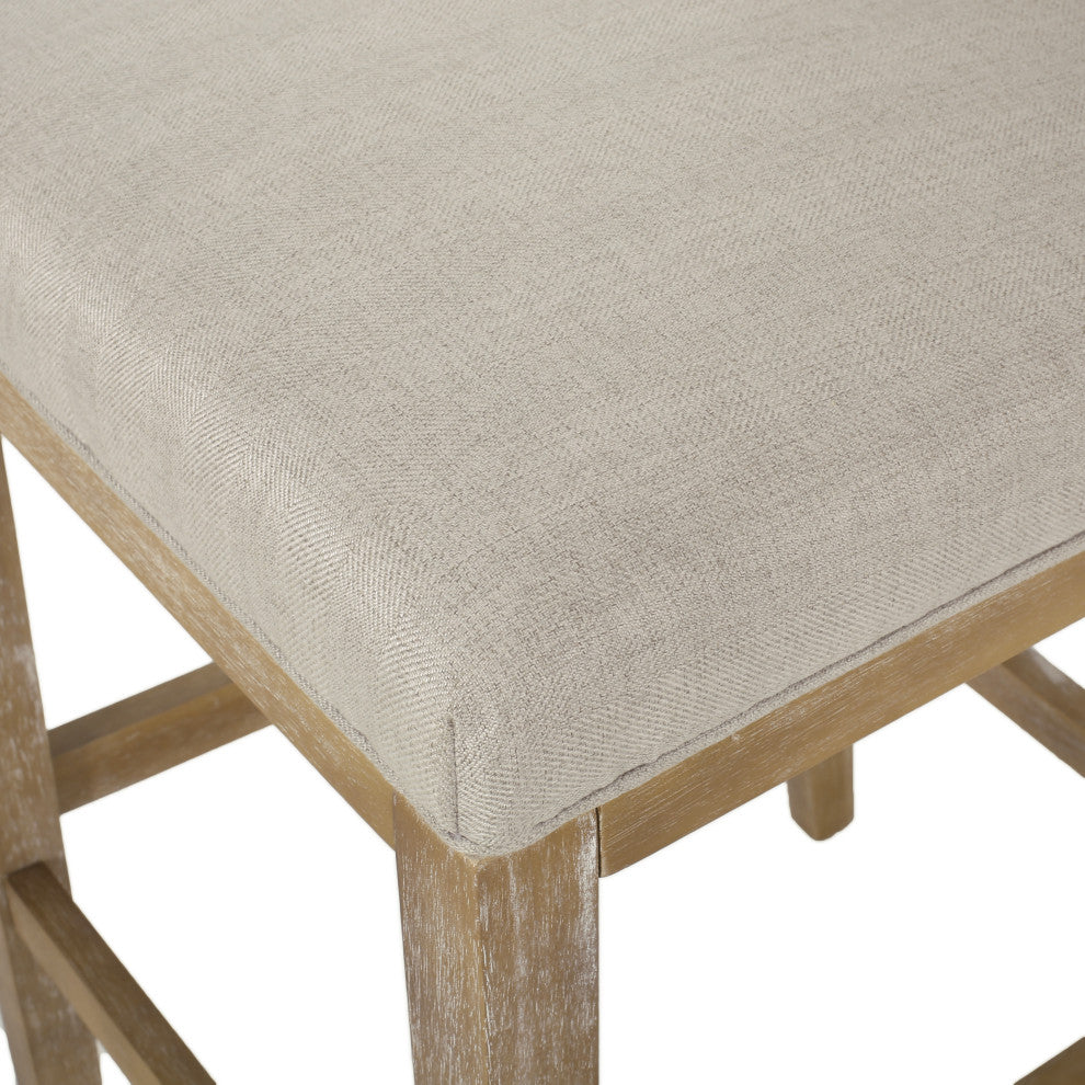 Kiara Contemporary Upholstered 31" Barstools, Set of 2, Wheat/Weathered Natural