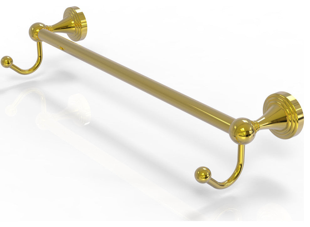Sag Harbor 36" Towel Bar with Integrated Hooks, Polished Brass