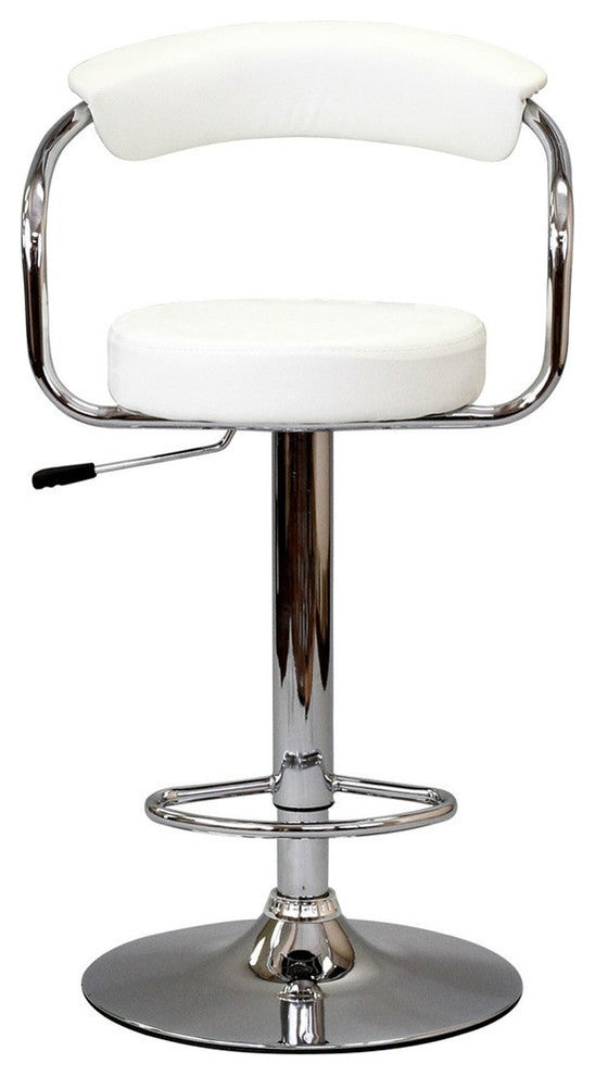 Modern Contemporary Dining Kitchen Bar Stools, White, Set of 2