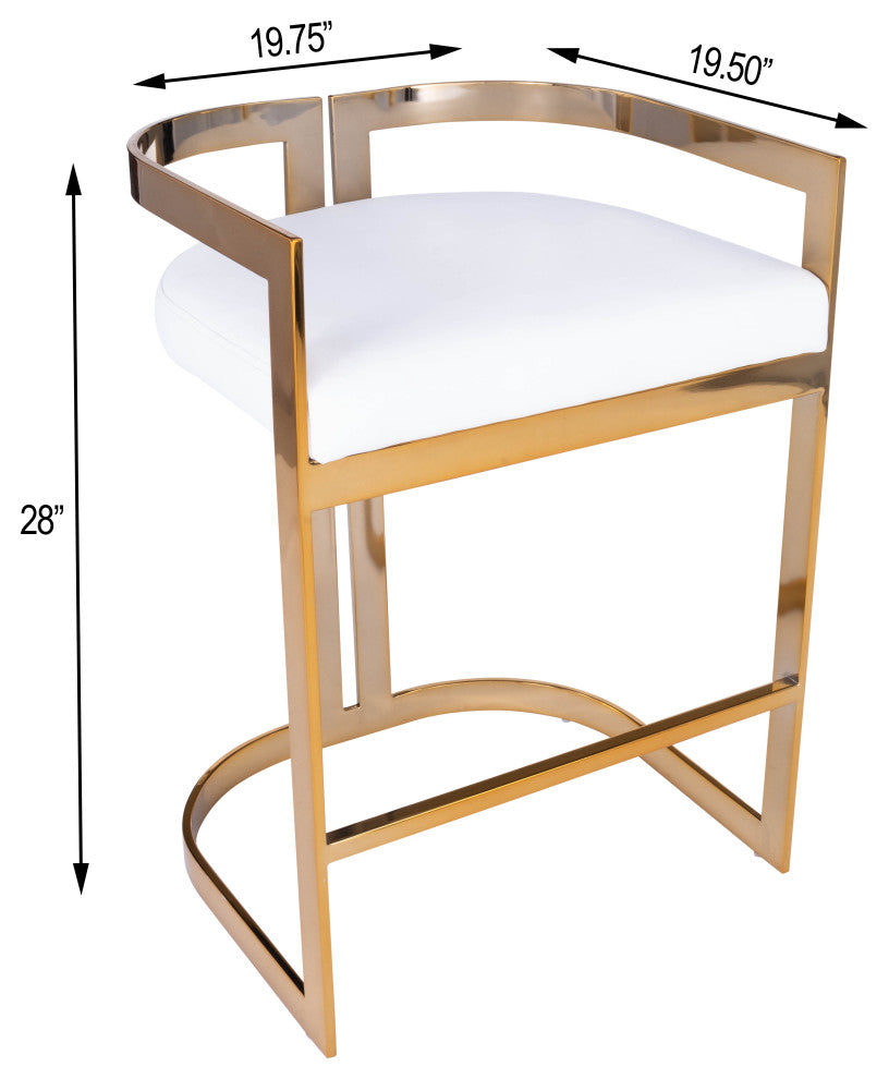 Butler Clarence Gold and White Faux Leather Counter Stool