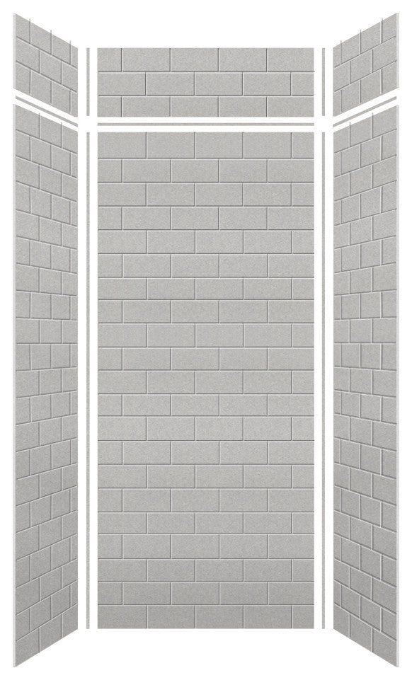 Transolid SaraMar 36"x36"x96" 6-Piece Shower Wall Kit with Extension, Grey Beach