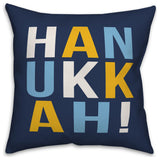 Hanukkah Bold Typography 18"x18" Throw Pillow Cover