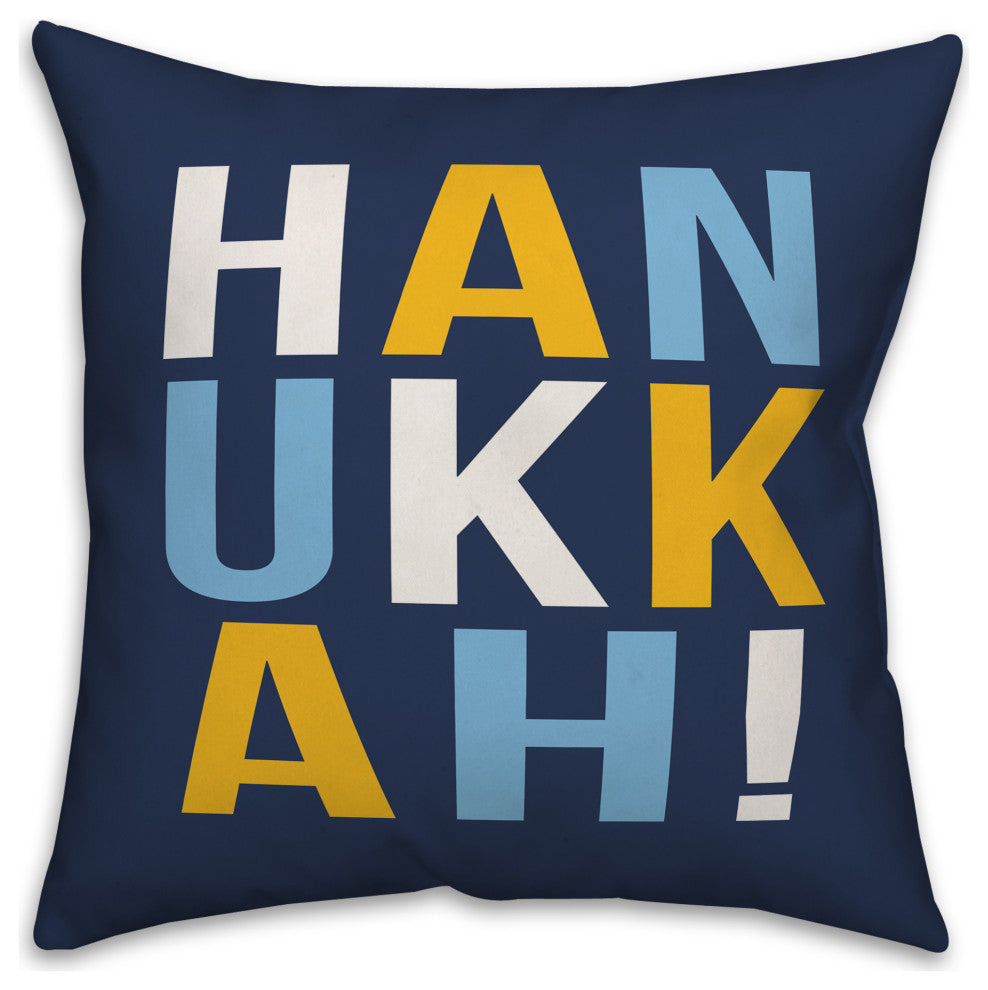 Hanukkah Bold Typography 18"x18" Throw Pillow Cover