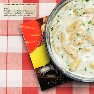 8x8" Dancing Record Player Ceramic Art Tile and Trivet Hot Plate