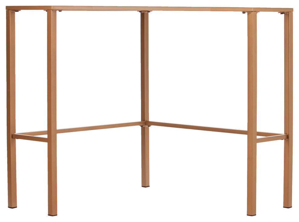 Oren Metal/Glass Corner Desk, Soft Gold