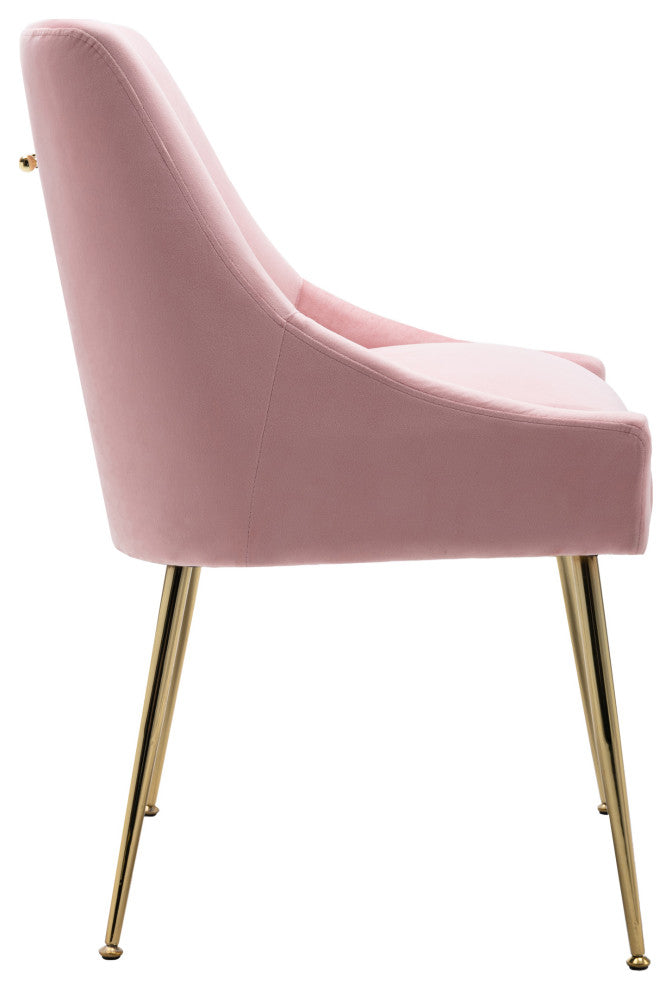 WestinTrends Upholstered Velvet Glam Accent Chair w/ Gold Metal Legs, Pink