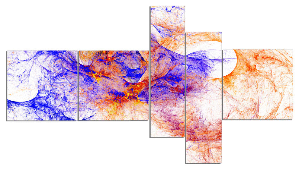 Wings of Angels Blue, Abstract Canvas art print, 60"x32", 5 panels