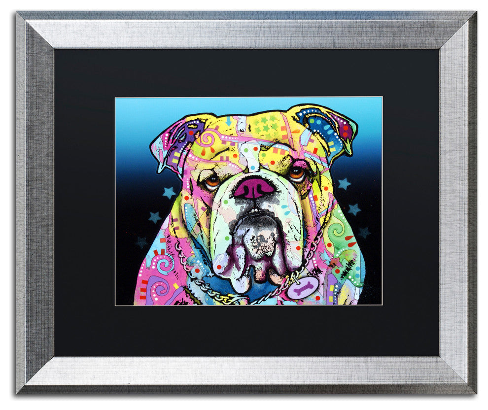 'The Bulldog' Silver Framed Canvas Art by Dean Russo