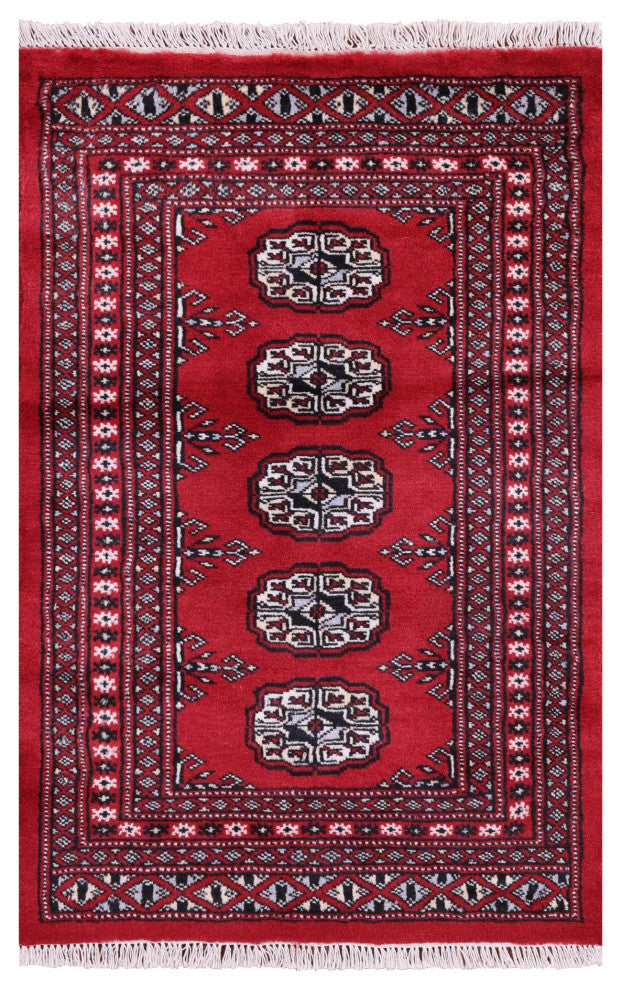2' 0" X 3' 0" Hand Knotted Silky Bokhara Wool Rug - Q13854