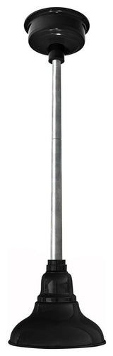 8" Dahlia LED Pendant Light, Black, Galvanized Silver Downrod