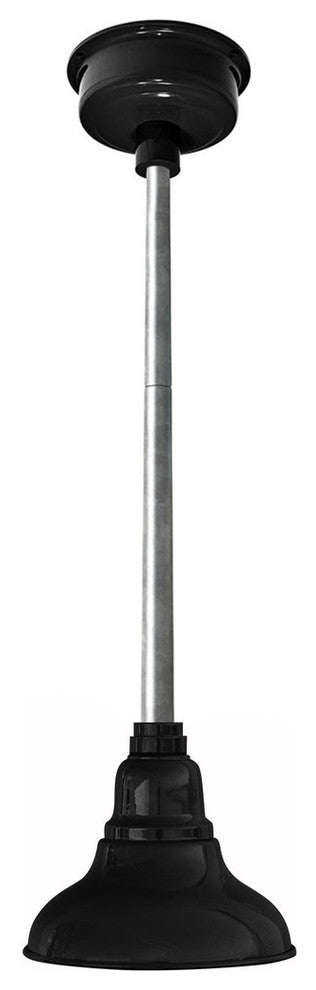 8" Dahlia LED Pendant Light, Black, Galvanized Silver Downrod