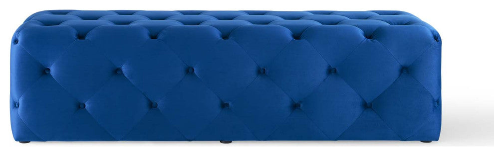 Amour 60" Tufted Button Entryway Performance Velvet Bench-Navy
