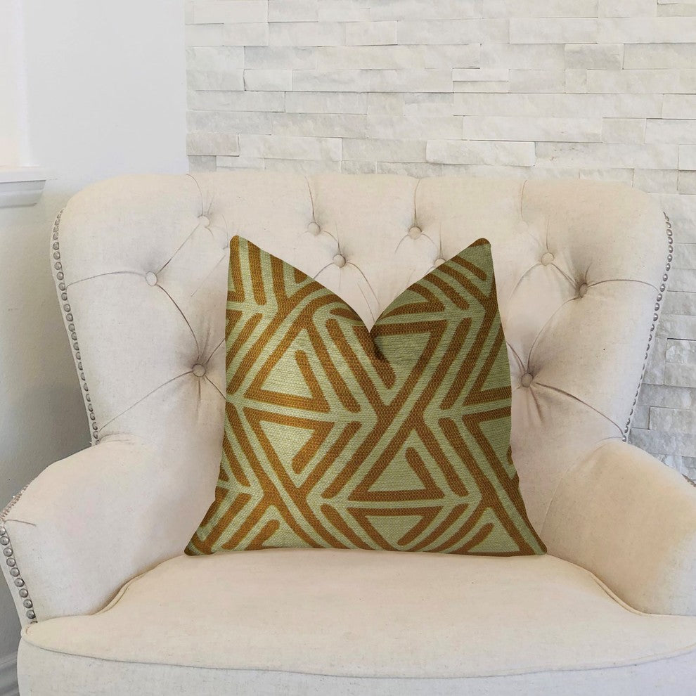 Arrow Maze Cream and Brown Handmade Luxury Pillow, 20"x36" King