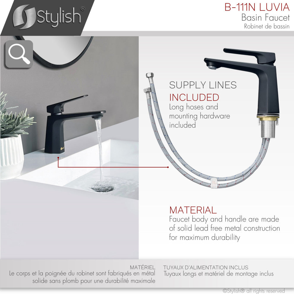 STYLISH Single Handle Bathroom Faucet - Matte Black