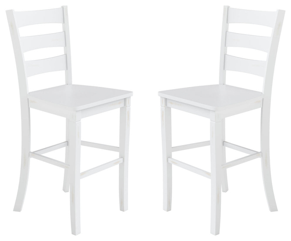 Set of 2 29" High Ladderback Counter Height Barstool, White Wash