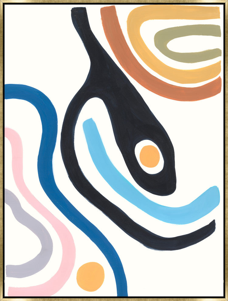 30x40 Colorful Lines II, Framed Artwork, Gold